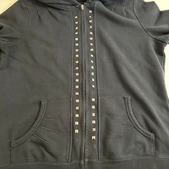 Ariat Black Full Zip Hoodie Sweatshirt Base Layer Women's Large - Picture 5 of 13